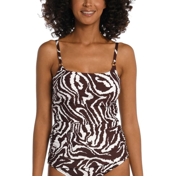 La Blanca Womens Zebra Underwire Tankini Swim Top