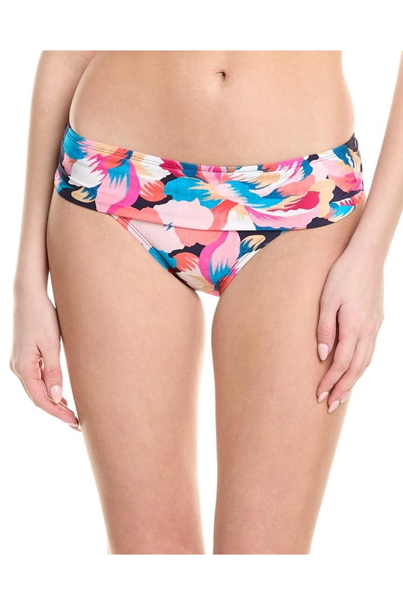 womens Shirred Band Hipster Bikini Bottom, 10, Blue