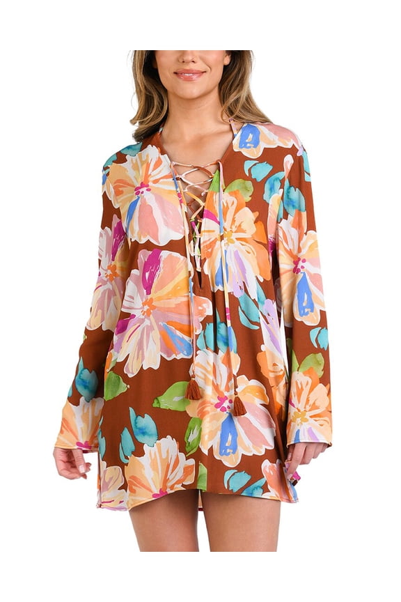 womens  Tunic Coverup, l, Red