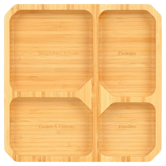 La Boos Square Portion Control Plates (4-Section) - MyPlate Healthy Diet Ratio Control or Weight Loss Aid Plate - Made with Bamboo - BPA-Free Lunch Plate or Healthy Eating Plate