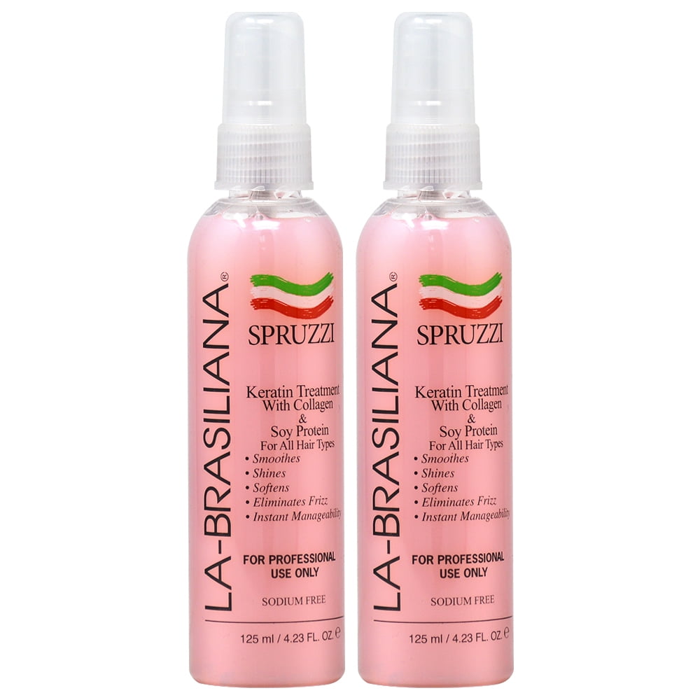 La Brasiliana Spruzzi Keratin Treatment with Collagen Soy Protein Pink 125ml 4.23oz Pack of 2 Walmart