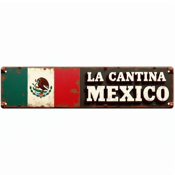 "La Cantina Mexico" Tin Sign - 16x4 Inches Mexican Bar Decor for Wall, Great for Home Bar, Patio, Kitchen | bar decorations for home, vintage bar decor, outdoor sign