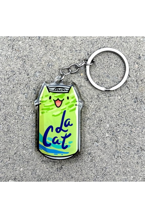 La Cat Lime Keychain | Cute Acrylic Keychain | can of seltzer keychain | lime seltzer keychain | cute cat keychain | seltzer water keychain