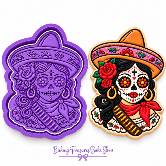 La Catrina & El Charro Calavera Da de los Muertos Cookie Cutter & Embosser Stamp Set Choose Design