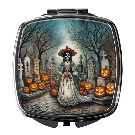 La Catrina Skeleton Spooky Halloween Compact Mirror 2.75 in x 3 in
