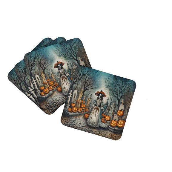 La Catrina Skeleton Spooky Halloween Foam Coasters
