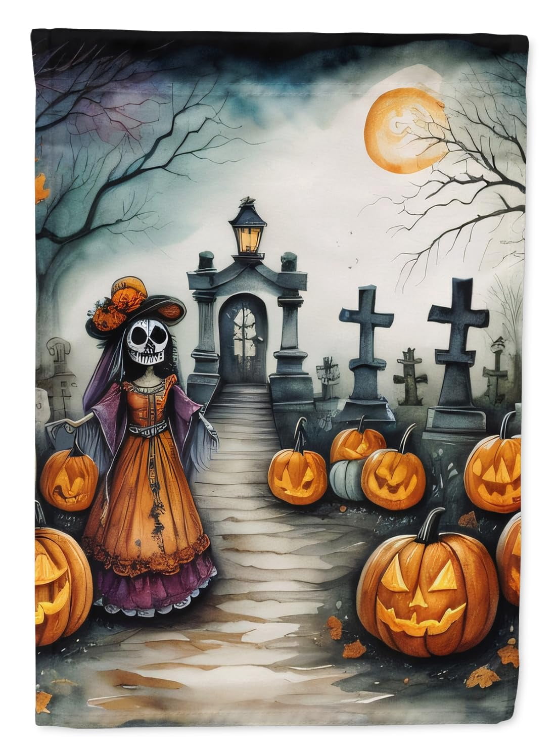 La Catrina Skeleton Spooky Halloween Garden Flag 11.25 in x 15.5 in