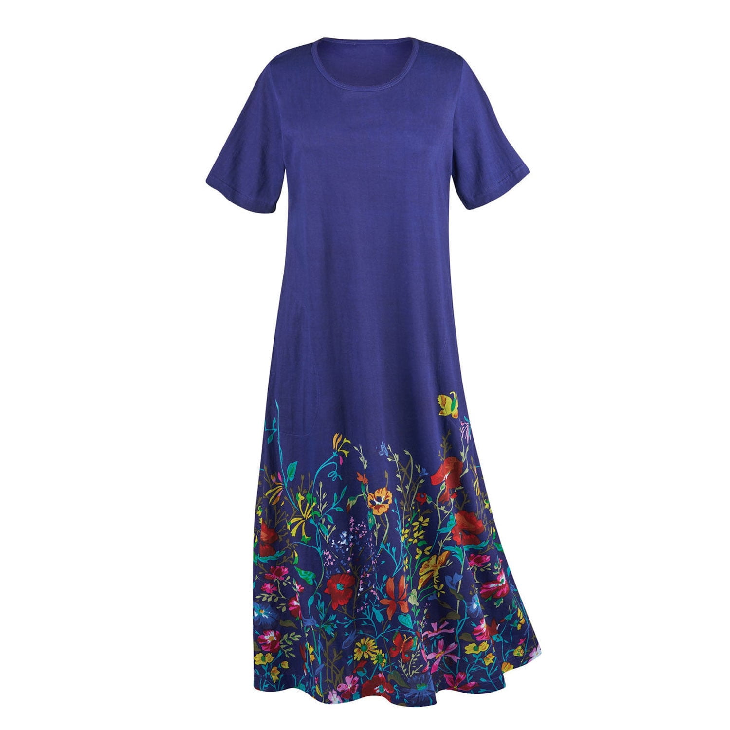 LA CERA Women's Short Sleeve A-Line Cotton Dress - Deep Lagoon, Pull-On Casual Style