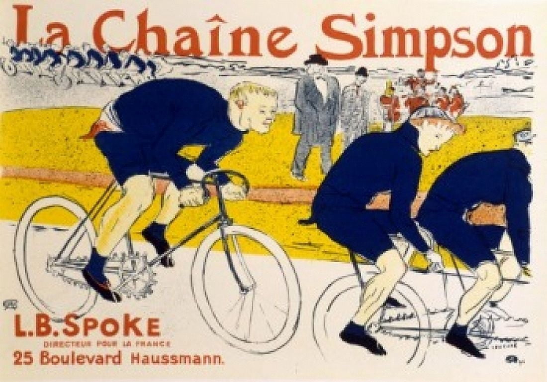 La Chaine Simpson Henri de Toulouse-Lautrec (1864-1901 French) Lithograph Canvas Art - Henri de Toulouse-Lautrec (24 x 36)
