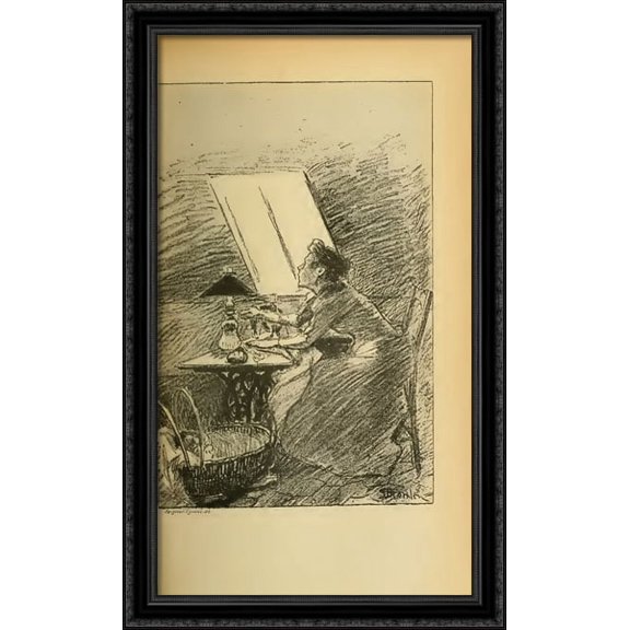 La Chanson De L'Aiguille 24x40 Large Black Ornate Wood Framed Canvas Art by Theophile Steinlen