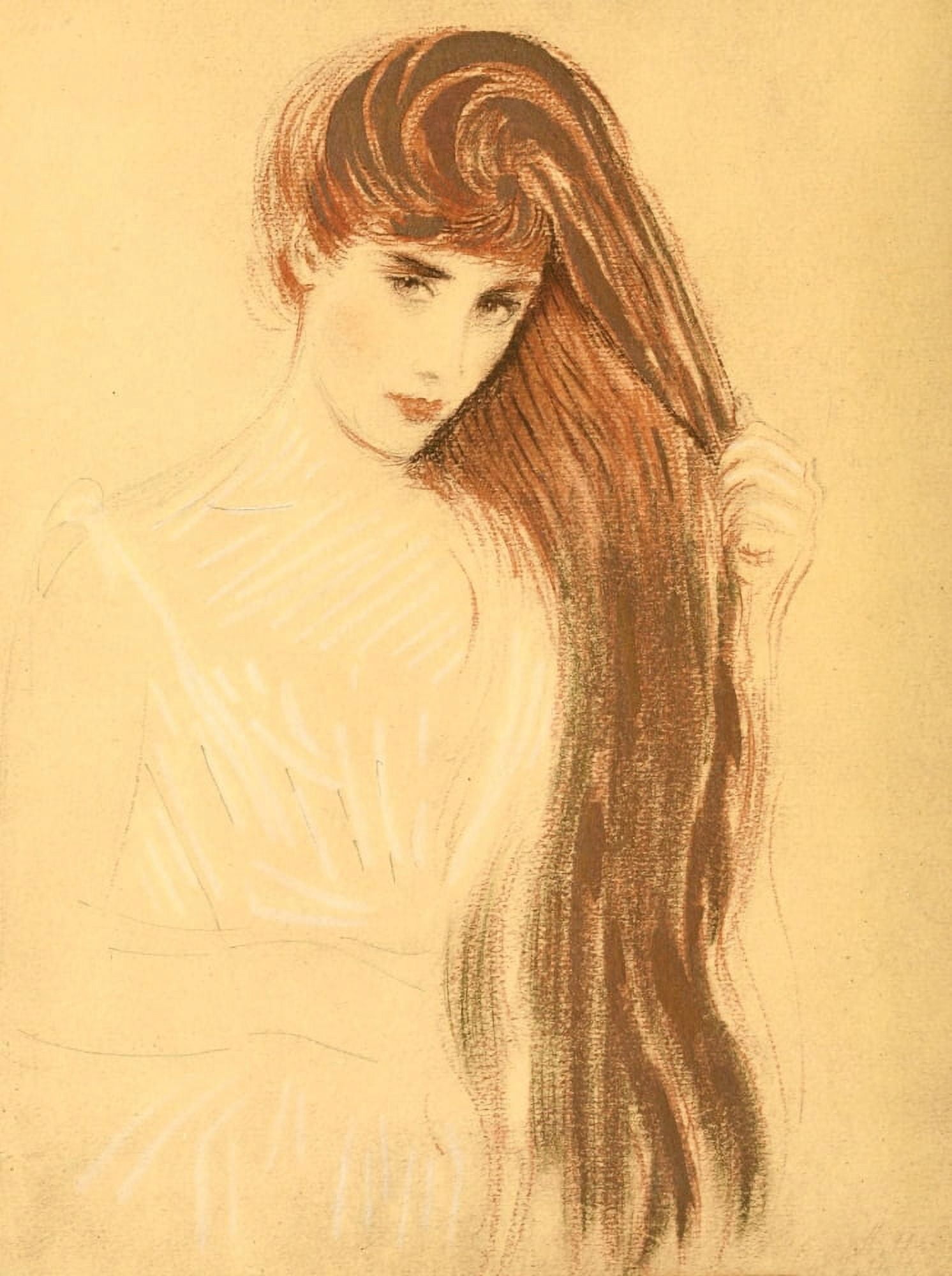 La Chevelure Dore Canvas Art - Paul Csar Helleu (18 x 24)
