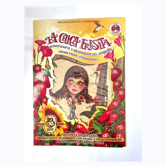 La Chica Fresita Car Air Freshener Original Plaque Fresa/Strawberry (25 In Box)