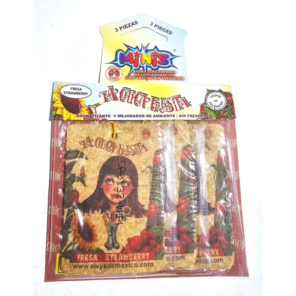 Eivys de Mexico 3-Pack La Chica Fresita MINIS Strawberry Car Air Freshener