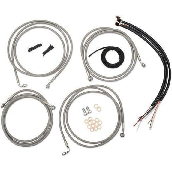 La Choppers LA-8110KT2A-16B Complete Handlebar Cable and Brake Line Kit - Black Vinyl/Stainless