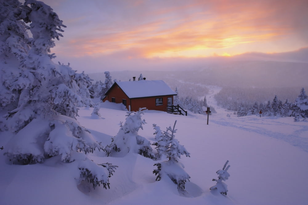 La Chouette Cabin At Twilight Gaspesie National Park Quebec Canvas Art - Yves Marcoux Design Pics (17 x 11)