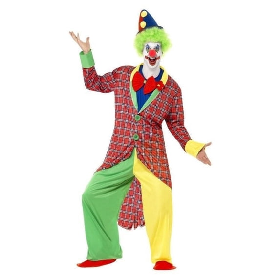 La Circus Deluxe Clown Costume Adult Red Green Yellow Comedy Large Male Fancy Dress Party Book Week Halloween