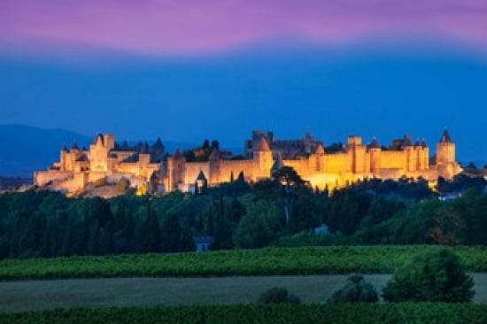 La Cite Carcassonne Fortified Medieval Town Canvas Art - Brian Jannsen DanitaDelimont (36 x 24)