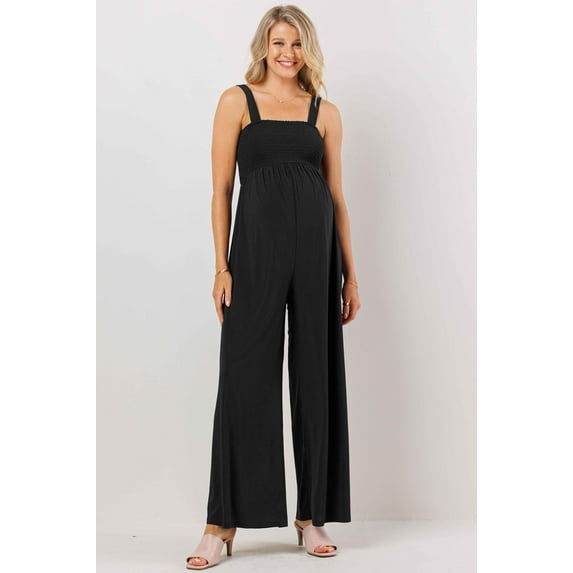La Clef Sleeveless Smocking Top Maternity Jumpsuit