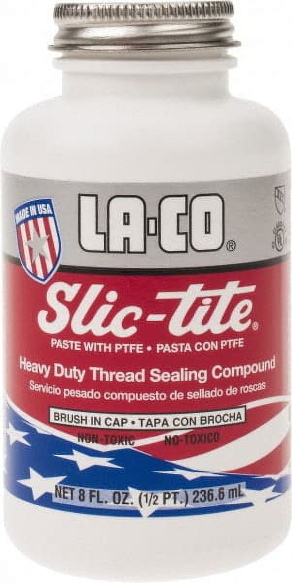 La-Co 42019, Slic-tite White Thread Sealant Paste with PTFE, 8 oz Brush-Top Can