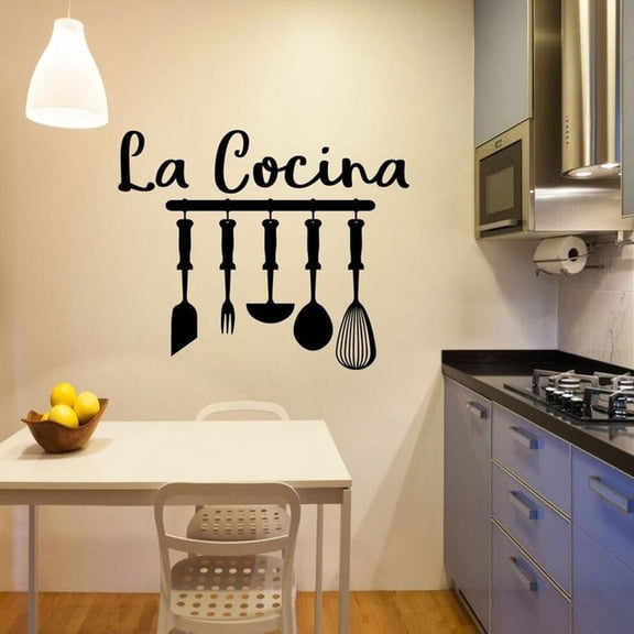 La Cocina Kitchen Wall Decal Spanish Words Lettering Kitchen Sign Vinyl Wall Stickers Restaurant Decor Kitchenware Mural 42x34cm