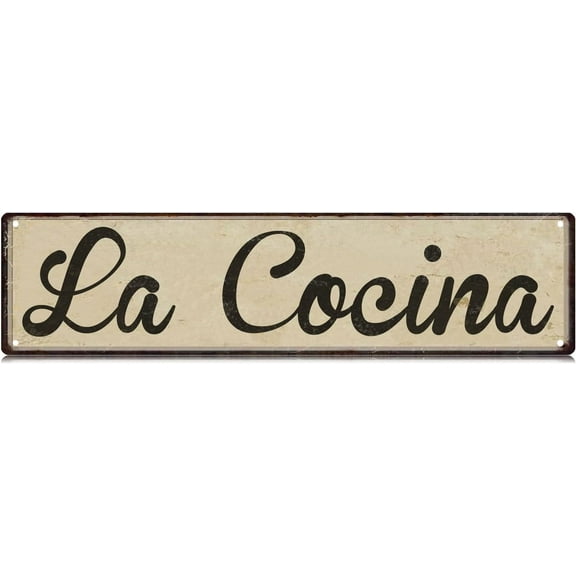 La Cocina Spanish Kitchen Slim Tin Sign Street Funny Metal Sign Wall Decor for Bedroom Farm Home Bar Garage Man Cave Wall Art Gift 4" by 16"