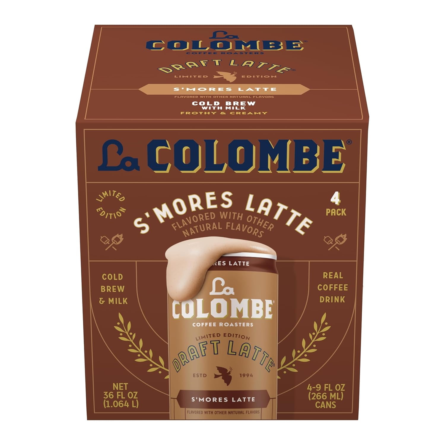 La Colombe Coffee, S'mores Cold Brew Draft Latte 9 fl oz Cans, 4 Pack ...