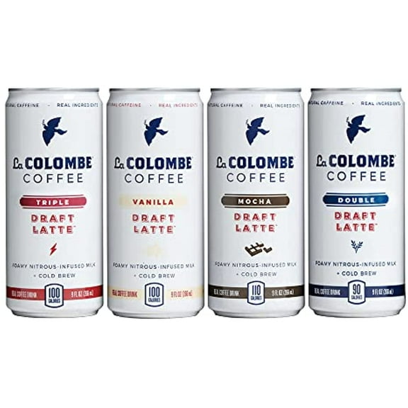 La Colombe Draft Latte Variety Pack - 9 Fluid Ounce, 12 Count - Core Flavors: Triple, Vanilla, Double, Mocha - Made With Real Ingredients - Grab And Go Coffee