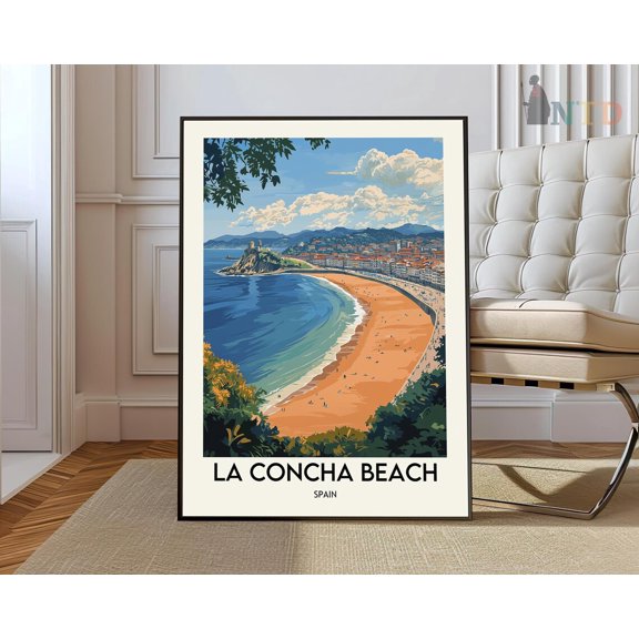 La Concha Beach Poster, Unframed Paper Poster 8x10in
