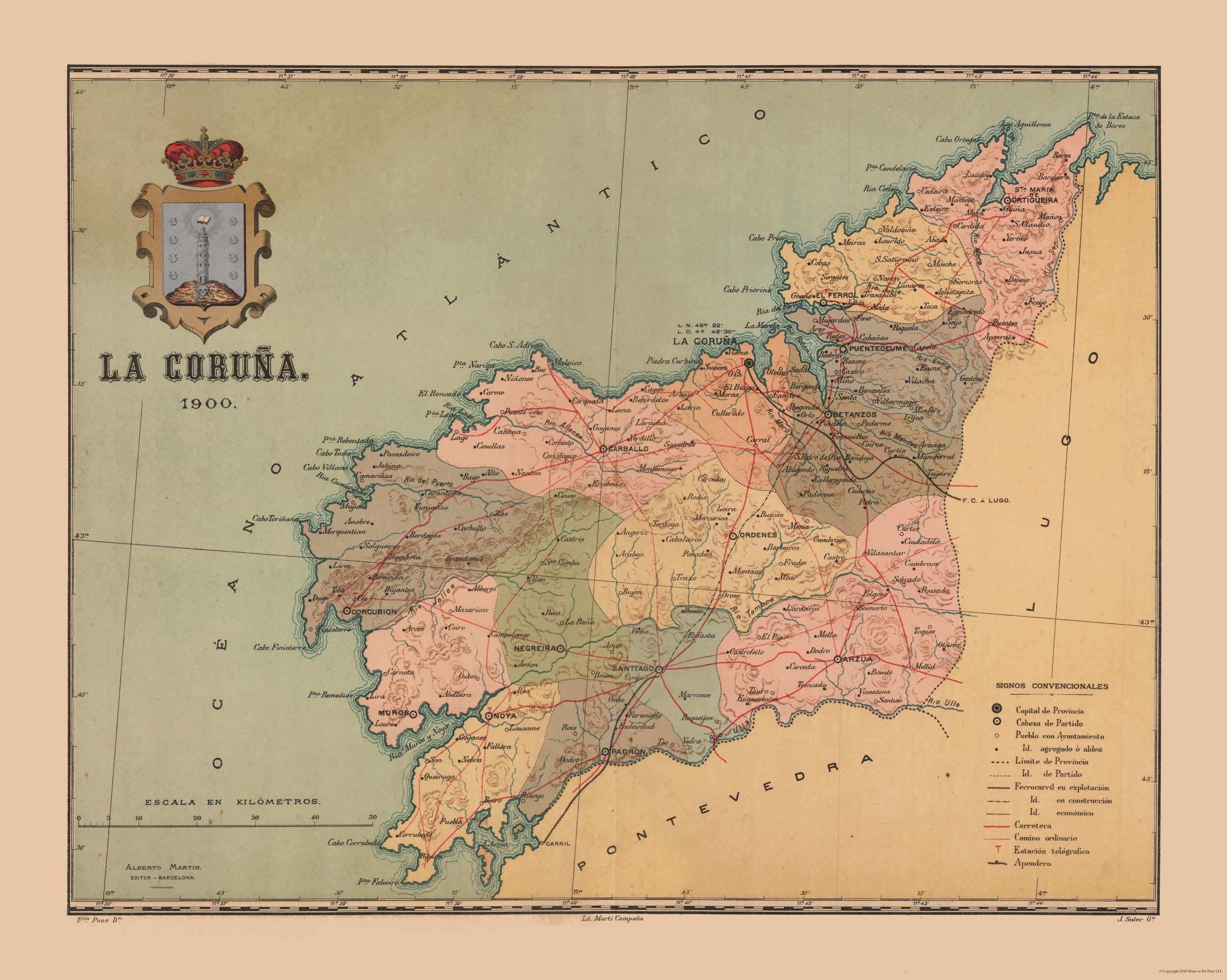Carte Historique Des Îles Canaries 1902 | Reproduction Ancienne, Format 28.45 X 23 Pouces, édition 1904