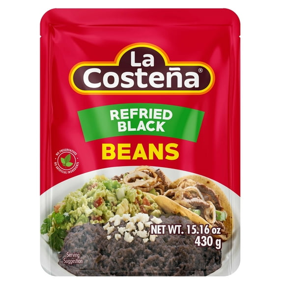 La Costeña, Refried Black Bean Microwavable Pouch 1 Pack (15.16 oz)
