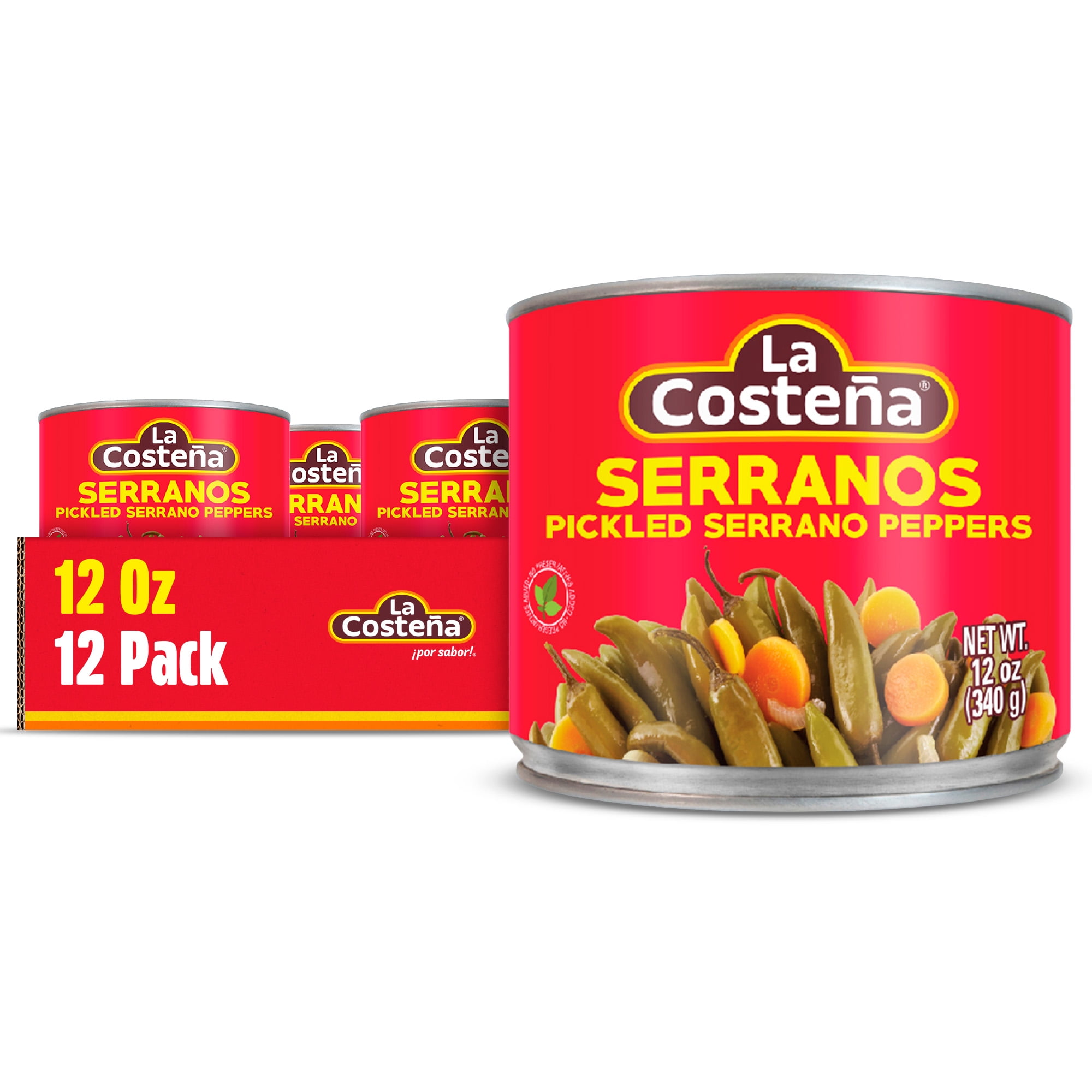(12 pack) La Costeña Serrano Peppers & Sliced Pickled Carrots, 12 oz