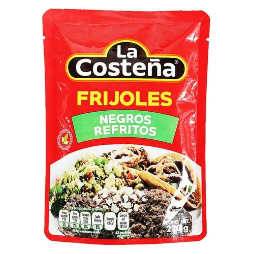 La Costena Black Refried Beans Pouch 220g, British Import (Pack of 3)