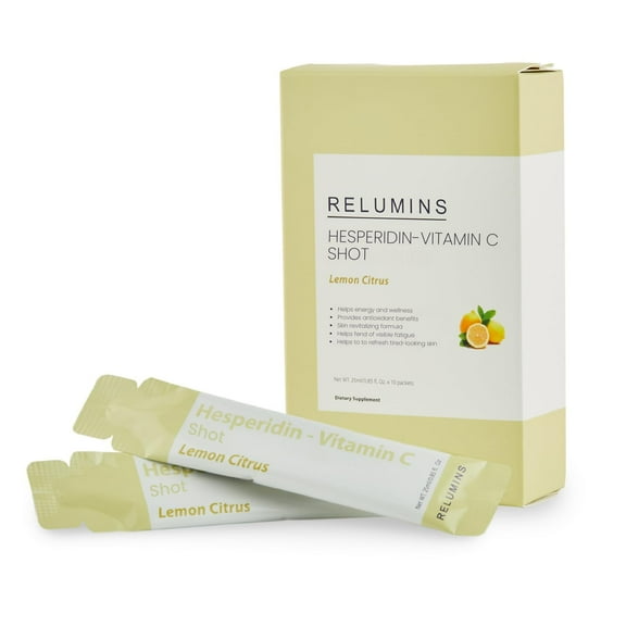 Relumins Vitamin C Shots, Hesperidin Lemon Citrus Vitamin C Packets with Bioflavonoids for Immune Boost & Antioxidant Protection Daily Immunity Support, 10 Packets (25ml Each)