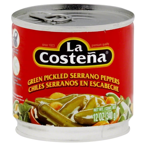 La Costena - Pepper Serrano Chiles - 12 Oz, Case of 12