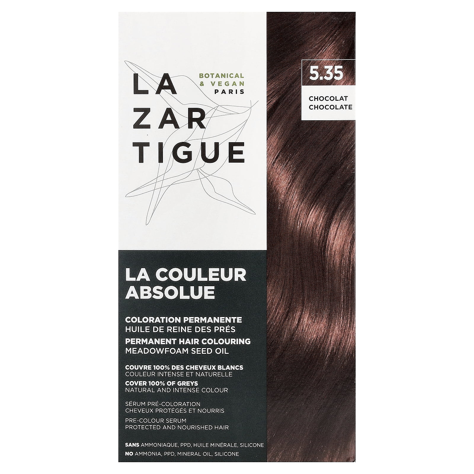 Lazartigue Permanent Hair Color, 5.35 Chocolate, 1 Application