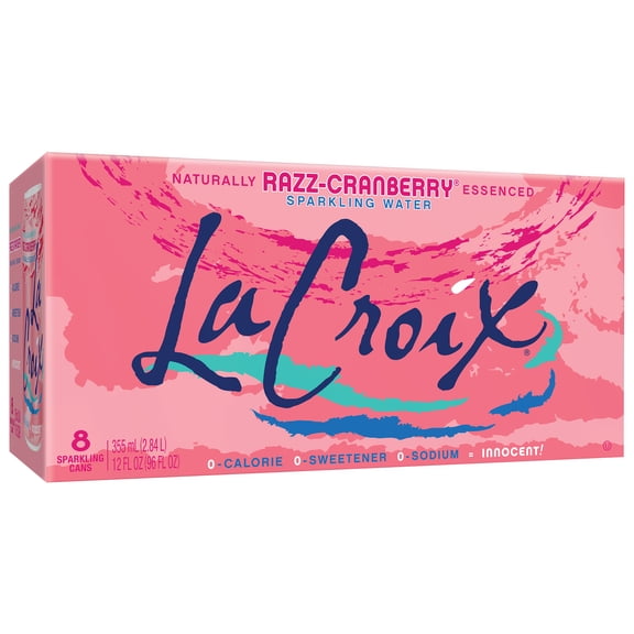 La Croix Natural Cran-Raspberry Flavored Sparkling Water, 12 fl oz, 8 pack