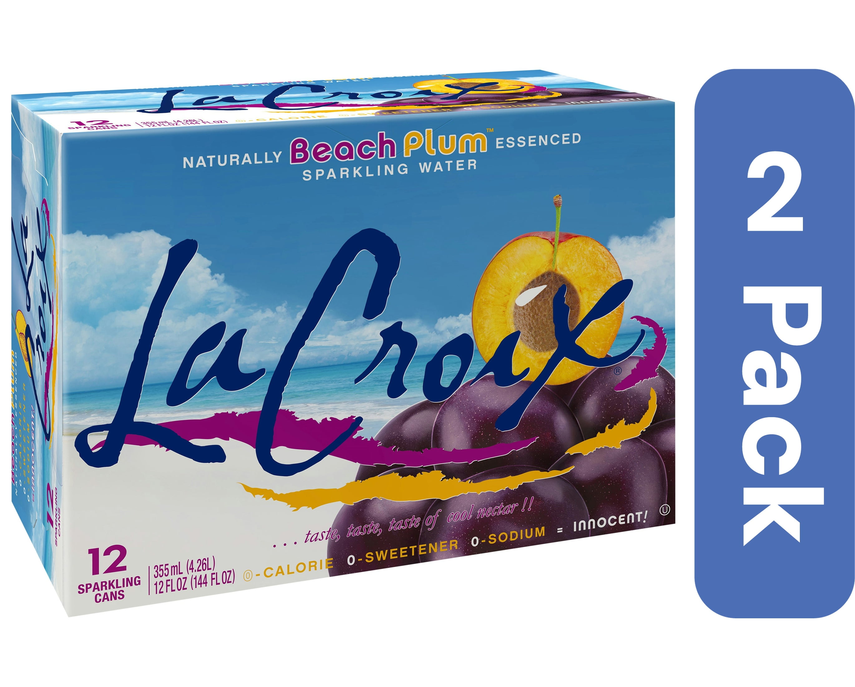 La Croix Sparkling Water Beach Plum 12-Pack 144 fl oz (Pack of 2)