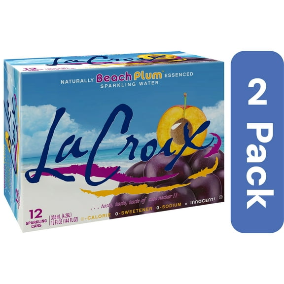 La Croix Sparkling Water Beach Plum 12-Pack 144 fl oz (Pack of 2)
