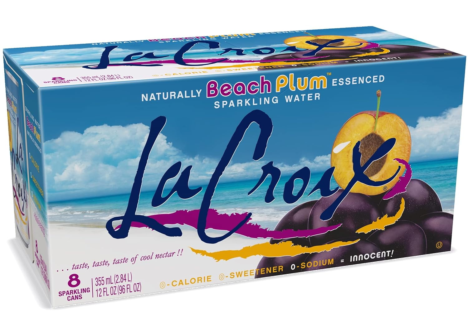 La Croix Sparkling Water Beach Plum 8 Pack 12 oz 96 fl oz (Pack of 3)