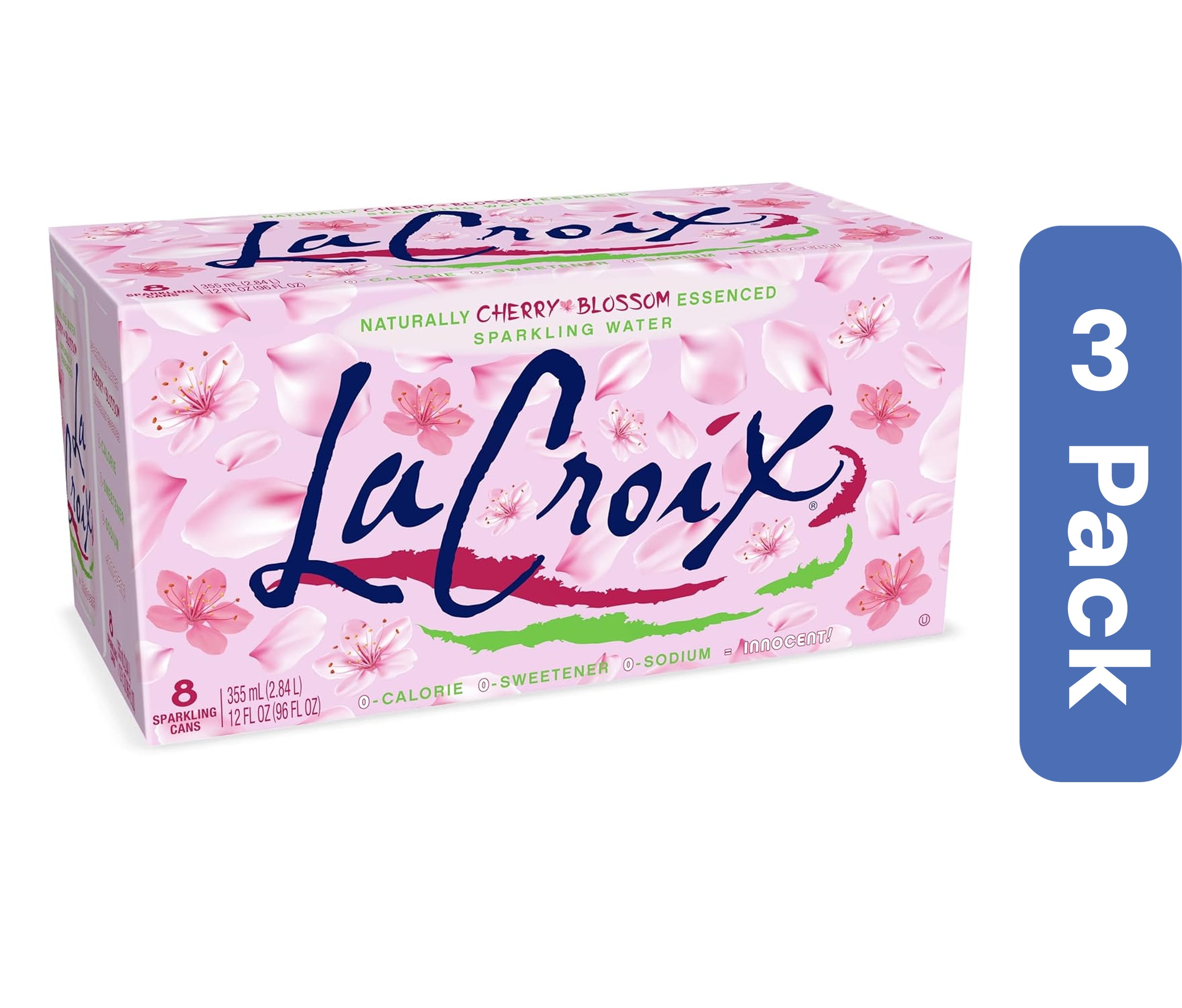 La Croix Sparkling Water Cherry Blossoms 8 Pack 12 oz 96 fl oz (Pack Of 3)