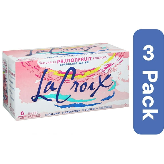 La Croix Sparkling Water Passionfruit 8 Pack 12 oz 96 fl oz (Pack Of 3)