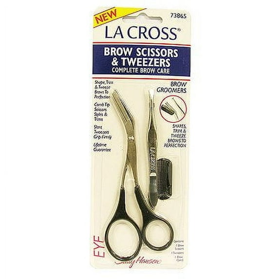 "La Cross Brow Scissors & Tweezers Set, Brow comb By BcTlyInc Ship from US"
