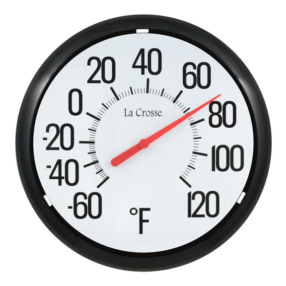 La Crosse 13.25 inch Plastic Basic Round Analog Dial Thermometer, 104-134-Tbp