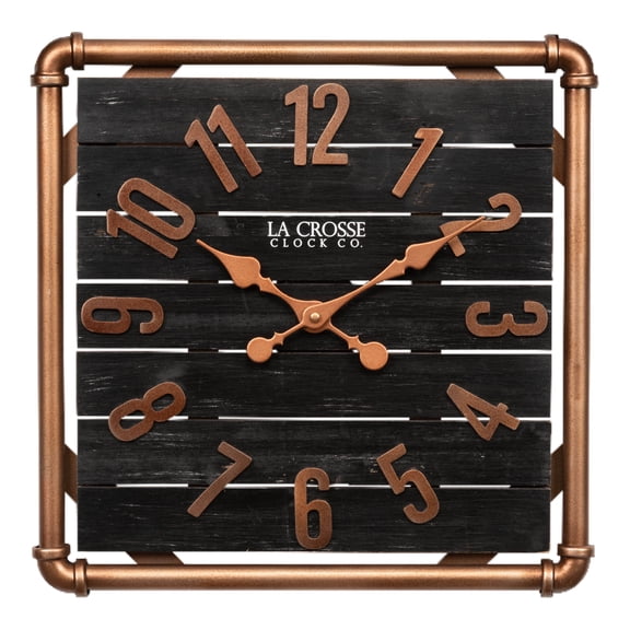 La Crosse 16 Inch Dark Foundry Analog Quartz Wall Clock, 404-3412D