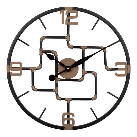 La Crosse 20 Inch Pipeworks Metal Analog Quartz Wall Clock, 404-3420