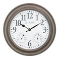 thumbnail image 1 of La Crosse 26.2" Outdoor Gray Oak Analog Quartz Wall Clock with Temp & Humidity, 433-3267TH, 1 of 7