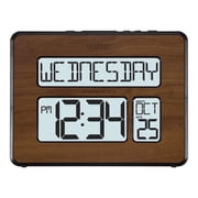 La Crosse Technology Atomic Calendar Backlight Digital Clock with Large Digits, Walnut, 513-1419BL-WA