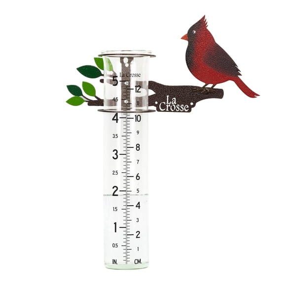 La Crosse 704-4612 5-inch Capacity Metal Cardinal Rain Gauge