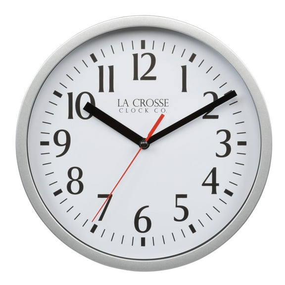 La Crosse Clock 8 inch Basics Silver Analog Quartz Wall Clock, 404-3020S