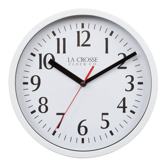 La Crosse Clock 8 inch Basics White Round Analog Quartz Wall Clock, 404-3020W